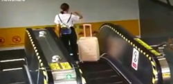 【惨事】エスカレーターでスーツケースから手を離してはいけない理由……