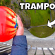 【実験】165mの高さからトランポリンの上にボーリング玉を落としてみた！